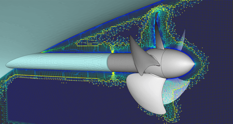 Overset Data Displayed on a Persistent Cut for a Marine Propeller Mesh