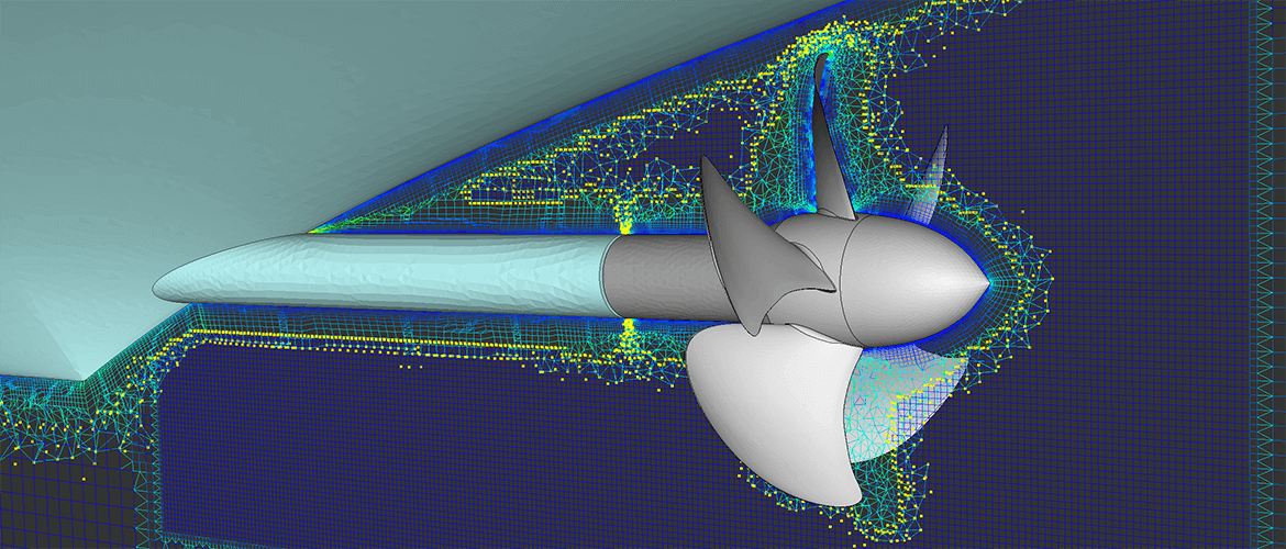 Overset Data Displayed on a Persistent Cut for a Marine Propeller Mesh